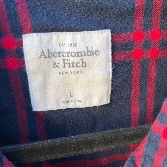 Women's Abercrombie & Fitch Flannel Plaid Button-Down L Lumber Prep Y2K Grunge - Picture 2 of 11